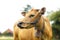 Brown cow grazing in a meadow