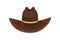 Brown cowboy hat decorated with golden ribbon vector flat illustration. Colorful male headdress in country or western