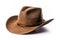 Brown cowboy hat isolated on white background. Generative AI