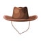 Brown Cowboy Hat, Retro Male Headdress Flat Vector Illustration