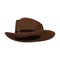 Brown cowboy hat template. Traditional retro headdress of american cowboys