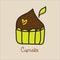 Brown Cupcake vector illustration, web icon, logo design