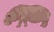 Brown cute fat hippopotamus art