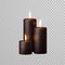 Brown decorative candle light vector set