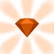 Brown diamond gemstone on zoom comics, brown flat diamonds jewelry icon, brown gems on soft rays burst shine background, brown