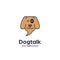 Brown Dog head as bubble talk logo, dog talk chat speak idea  logo icon