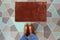 Brown Door mat with Brown shoes Welcome entry designer doormat