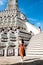 Brown dress women Standing, looking at the pagoda, Arun Temple, Bangkok.