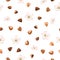 Brown dried buckwheat grains and flowers seamless pattern on white background. Vector illustration of healthy gluten-free cereals