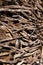 Brown dried stacked firewood pattern background