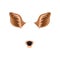 Brown ears and black nose of little deer. Animal mask for carnival. Detailed flat vector design for mobile messenger or