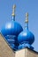 Brown Eastern Orthodox Church with Blue Minarets