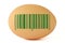 Brown egg with green barcode