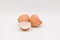 Brown Eggshells on a White Background