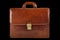 Brown elegant, modern leather briefcase with Professional Style isolated on black  background