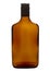 Brown empty liqueur bottle isolated on a white