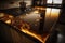 Brown epoxy resin kitchen countertops. Generative AI