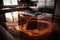 Brown epoxy resin kitchen countertops. Generative AI