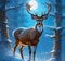 a brown fantasy deer in a snow covered scene generated by ai