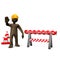 Brown figurine, construction worker, under construction