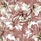 Brown Flower Palm. Gray Summer Textile. Seamless Plant. Watercolor Leaves. Pattern Background. Floral Textile. Exotic Garden. Bota