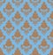 Brown flowers on blue seamless