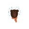 Brown Furry Bear Head Showing Facial Expression of Confusion Vector Illustration