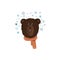 Brown Furry Bear Head Showing Facial Expression of Sadness Vector Illustration