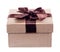 Brown gift cardboard present box isolated