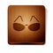 Brown Glasses icon isolated on white background. Eyeglass frame symbol. Wooden square button. Vector