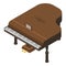 Brown grand piano icon, isometric style