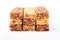 Brown granola bars on white background