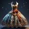 brown and gray black bridal drees with Christmas decoration generated by AI tool