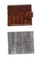 Brown and gray leather men`s wallets, isolated on a white background
