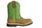 Brown and Green Cowboy Work Boot