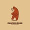 Brown grizzly happy dancing bear logo icon mascot character illustration