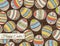 Brown grunge background with easter eggs