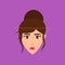 Brown Hair Bun Beautiful Girl With Triangle Face Icon Over Magenta