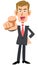 Brown hair businessman pointing his index finger