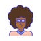 Brown-haired man with afro hair. Bold color cartoon style simplistic minimalistic icon for marketing and branding