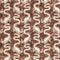 Brown hand drawn plesiosaur dinosaur seamless pattern. Gender Neutral Jurassic fossil silhouette for baby nursery