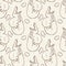 Brown hand drawn Spinosaurus in egg seamless pattern. Gender Neutral Jurassic dinosaur fossil silhouette for baby