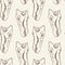 Brown hand drawn Spinosaurus fossil bones dinosaur seamless pattern. Gender Neutral Jurassic silhouette for baby nursery