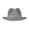 Brown hat with a brim. Headdress investigator for cover.Detective single icon in monochrome style vector symbol stock