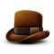 a brown hat with a ribbon around it\\\'s brim and a black band around the brim