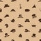 Brown hats icons set seamless pattern