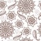 Brown Henna Flowers and Paisley Repeating Pattern Illustration 1