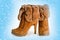 brown high heels ankle boots with fur