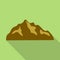 Brown hills mountain icon, flat style