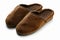 Brown home slippers isolated on white background. & x28;clipping path& x29;